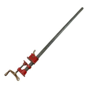 36" long pipe clamp with red clamping hardware.